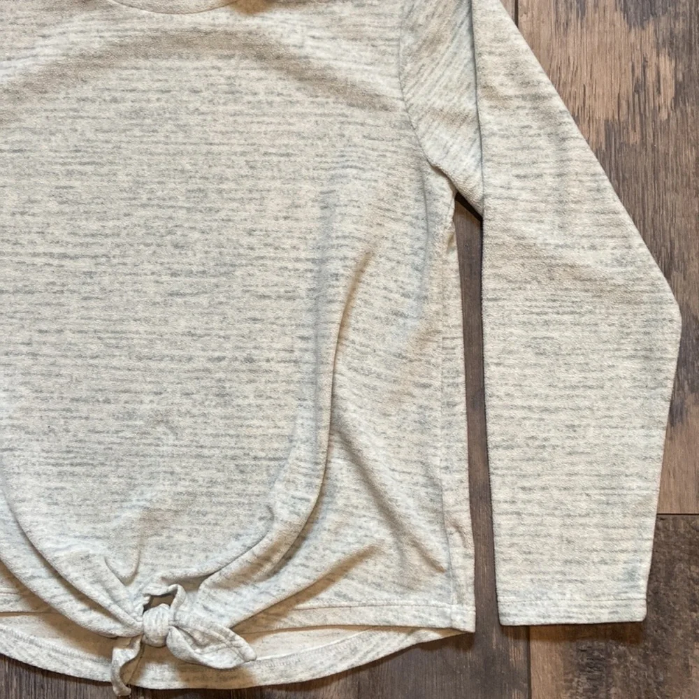 Old Navy Girls Mock Neck Tie Fleece Sweater Long-Sleeve Sweatshirt Sz 10/12 Grey